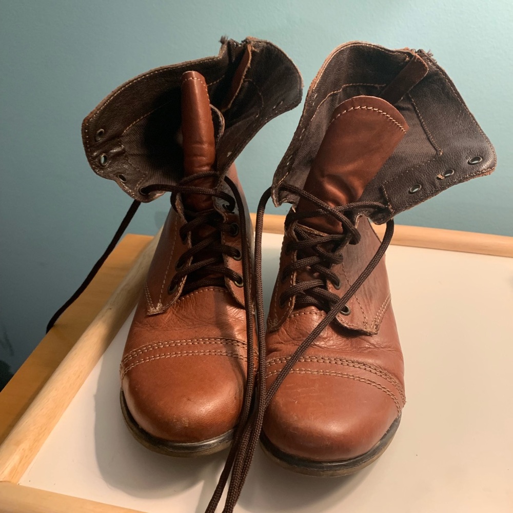 Steve Madden Brown Lace up Combat Boots